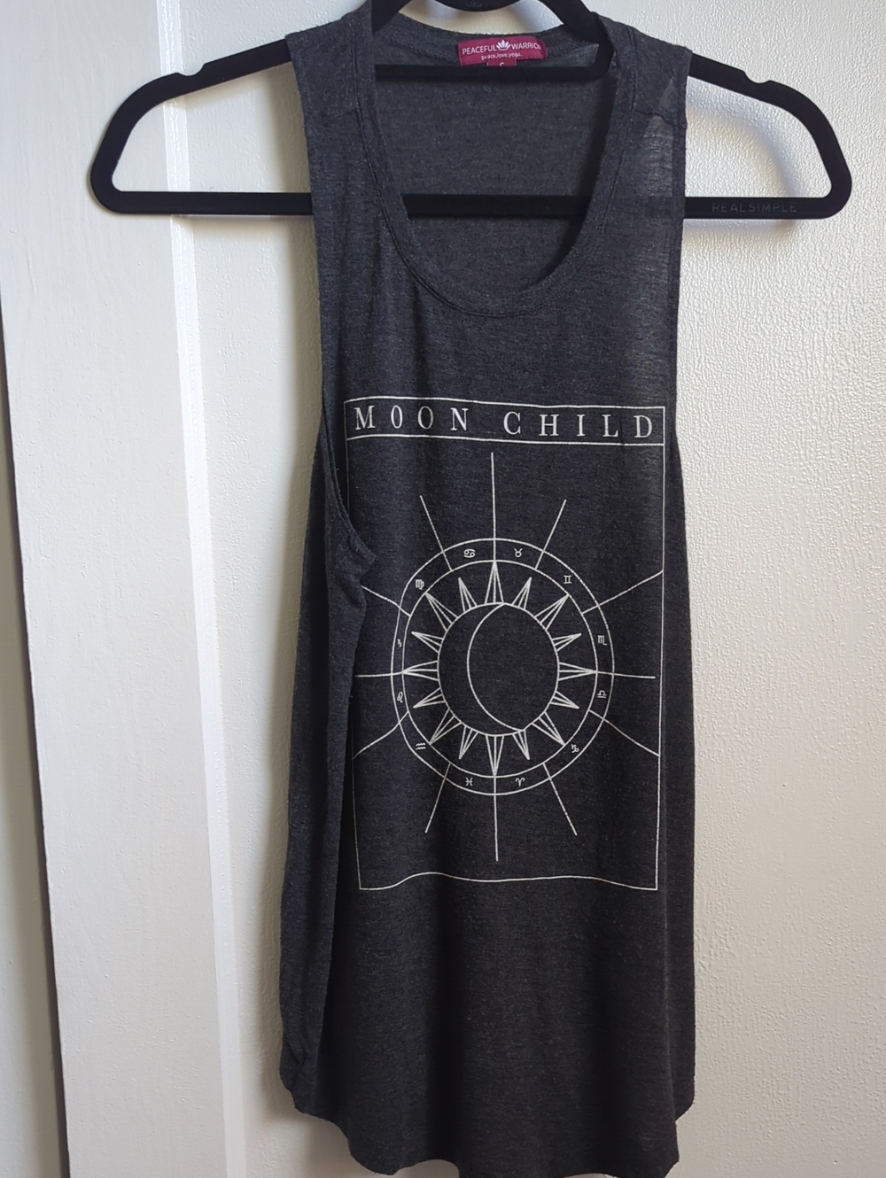 Pacifica Dark Gray 'Moon Child' Graphic Tank Top Peace.Love.Yoga Size S